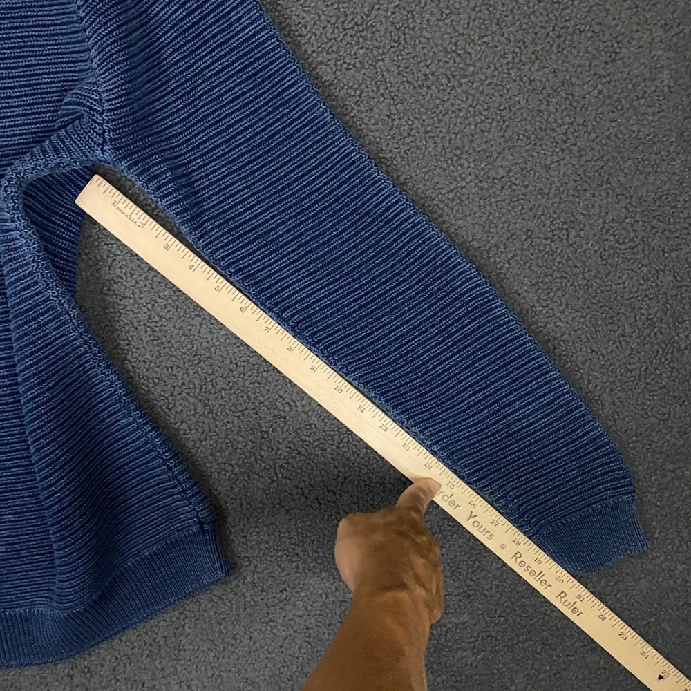 Saturdays Surf NYC Sweater Mens Medium Indigo blue Chunky Knit Fisherman Crew - Picture 10 of 11